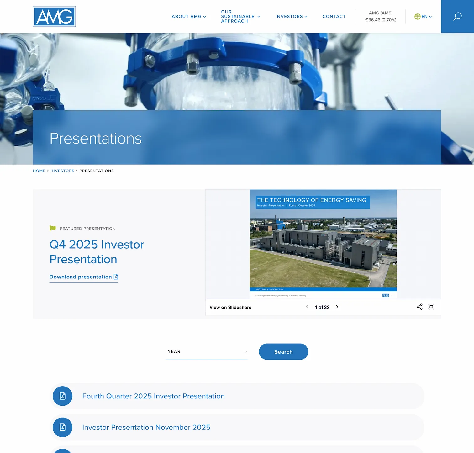 Presentations page